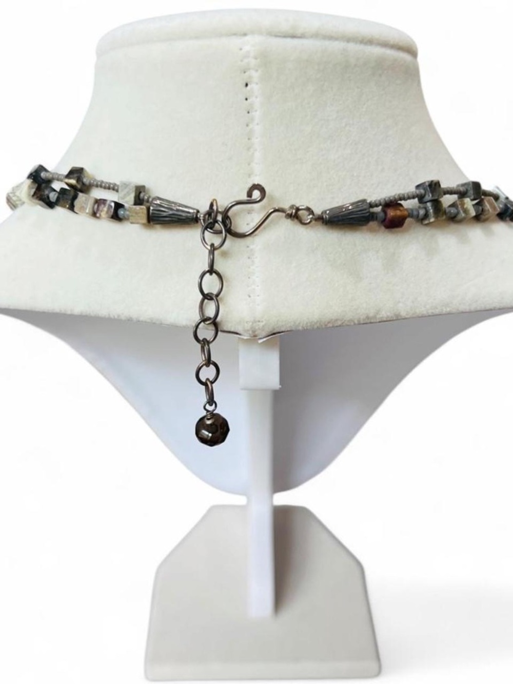 Double Strand Mixed Earthy Tone Beaded Necklace - 16.5" + 1.5" Links